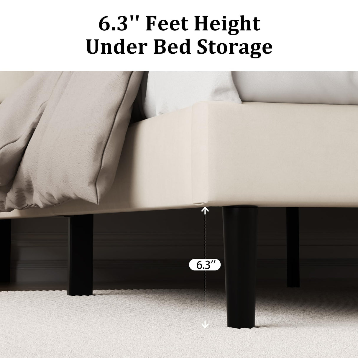 CXVX Full Size Platform Bed Frame with Upholstered Velvet Button Tufted Headboard, Mattress Foundation with Wooden Slat Support, No Box Spring Needed, Easy Assembly, Noise Free, Beige CXVX