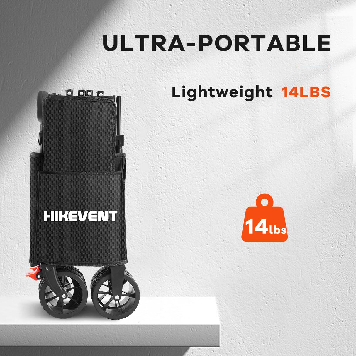 Hikevent Collapsible Wagon Cart Foldable with 220lbs Weight Capacity, Utility Grocery Shopping Cart with Wheels, Lightweight Portable Folding Wagon for Garden Sports Beach and Camping, Black Hikevent