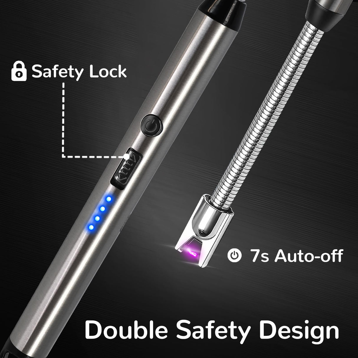 2 Pack Candle Lighter Electric Arc Long Lighter Flex Neck Utility Lighter Butane Torch Lighter Rechargeable USB Lighter Refillable Gas Jet Flame Windproof Lighter for Camping BBQ Grill Gas Stove Laffizz