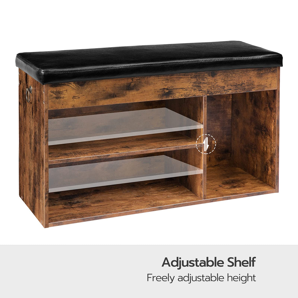 HOOBRO Shoe Storage Bench with Padded Cushion, Entryway Bench with Flip-Open Storage Box and Adjustable Shelf, Shoe Rack with Hidden Compartment, for Entryway, Living Room, Rustic Brown BF40HX01 HOOBRO
