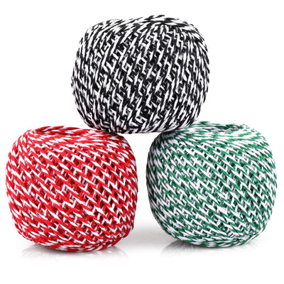 Joycraft 984ft Christmas Cotton String Balls, 2mm Cotton Bakers Rope, Durable for Arts, Craft, Gift Wrap, Meat Prep, Baking, Gardening & Butchers (3pcs x 328ft)