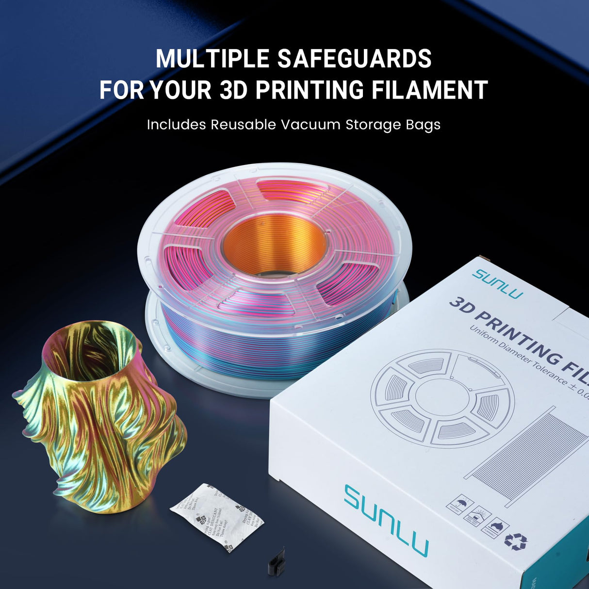 SUNLU Silk PLA Plus 3D Printer Filament, Dual Color Shiny PLA+ Filament 1.75mm, Silk Textures, 360° Spin Unveils Varied Colors, Dimensional Accuracy +/- 0.02mm, 1KG Spool(2.2lbs), Silk Red Blue SUNLU