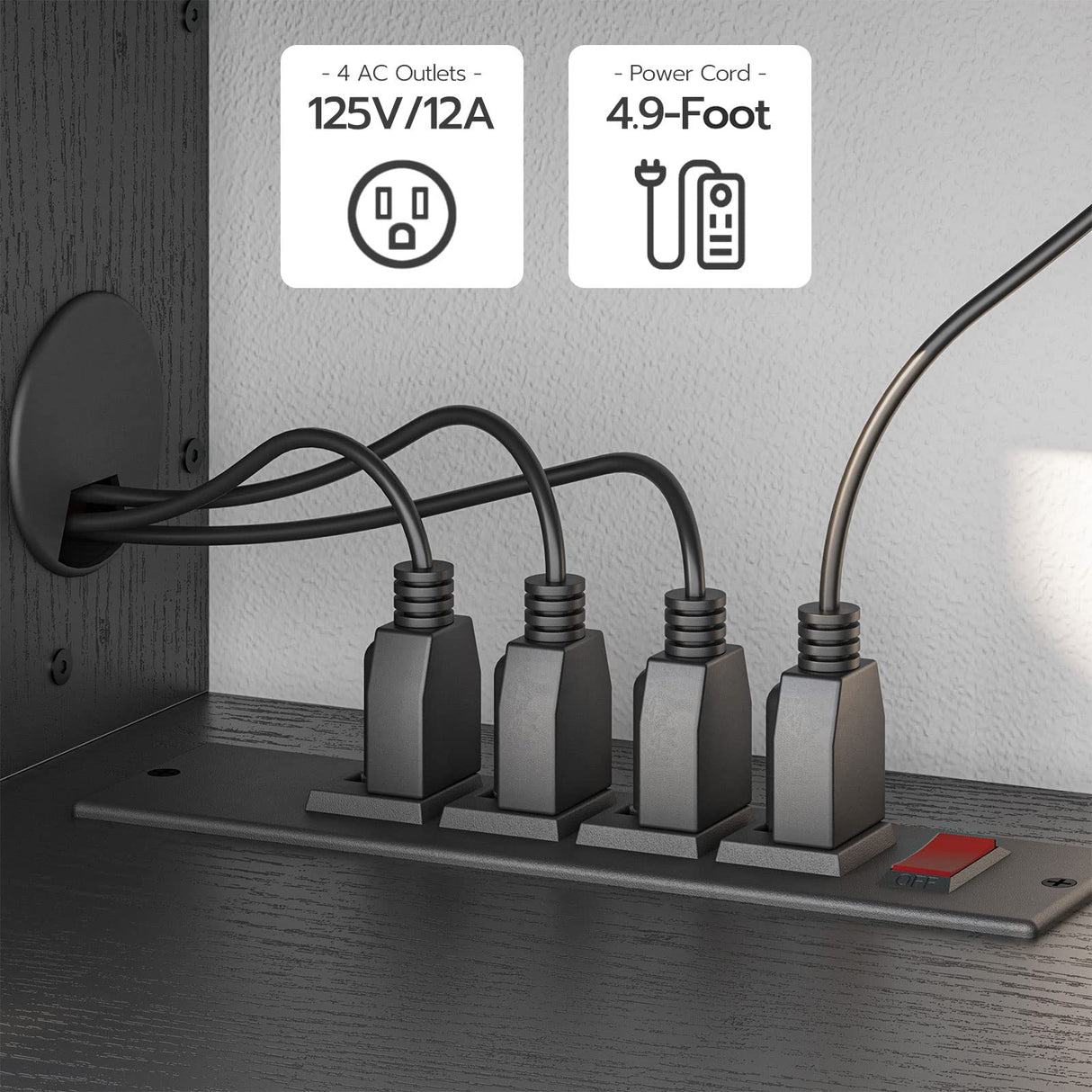 HOOBRO Floating TV Stand with Power Outlet 55", Modern Wall Mounted Media Console Shelf Cabinet for Under TV Storage, Entertainment Center, Living Room, Bedroom, Rustic Brown and Black BF11DS01 HOOBRO