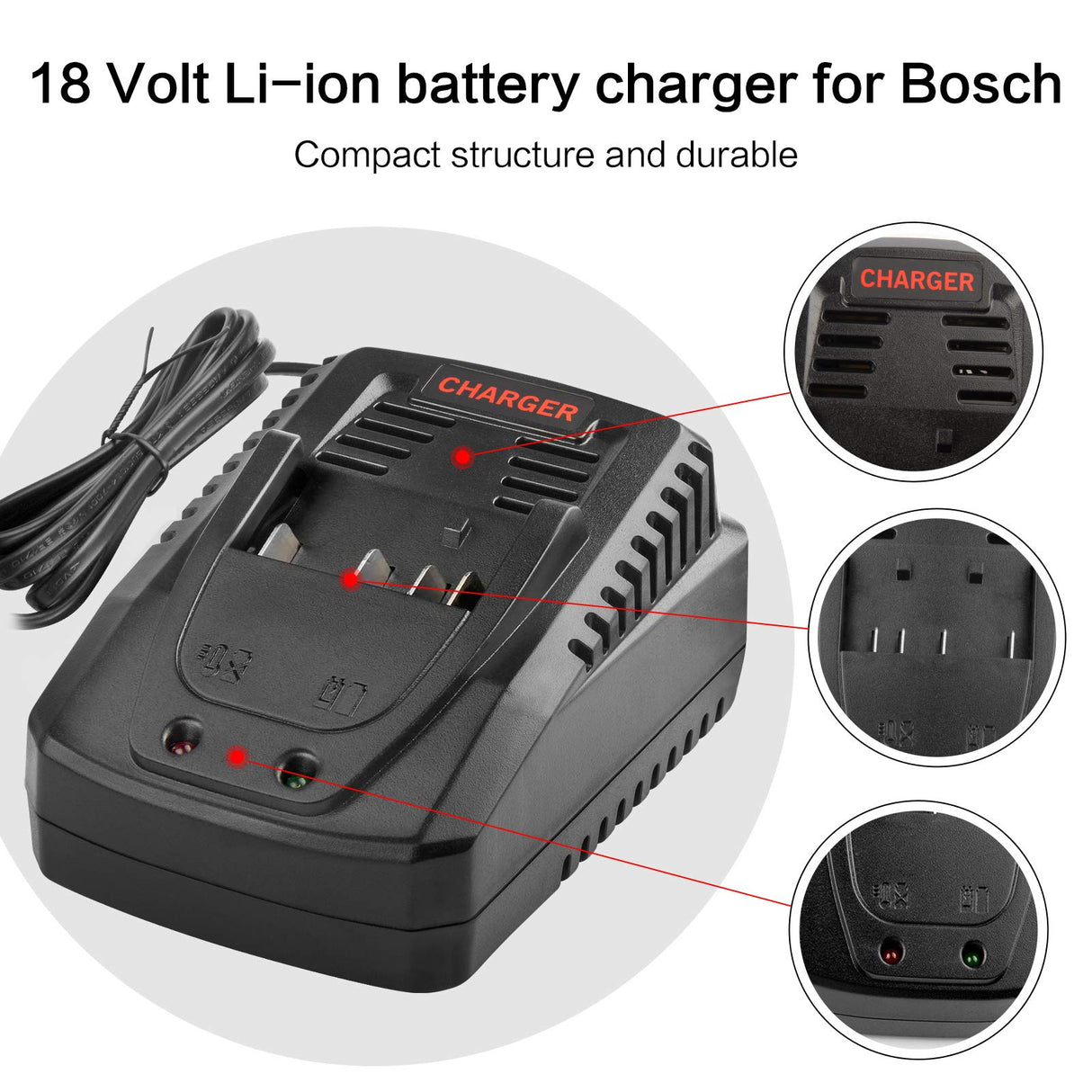 Fancy Buying BC660 BC1880 Battery Charger for Bosch 14.4V-18V Lithium Battery BAT609 BAT609G BAT618 BAT618G BAT619 BAT619G BAT622 BAT620-2PK SKC181-202L Fancy Buying