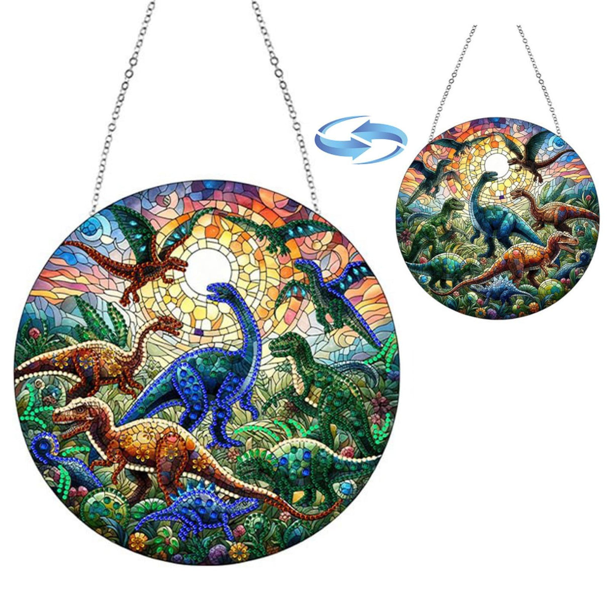 Generic DIY Hanging Diamond Pendant Special Shaped Crystal Diamond Art Painting Ornament Double-Sided Pattern Single Sided for Window Home Garden Wall Door Decor-Dinosaur WoodArtSupply