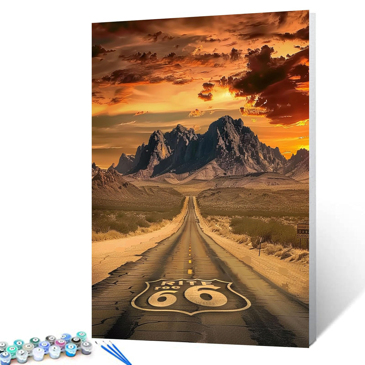 Native America Painting Route 66 USA Paint by Number Kits 16 x 20 inch Landmark Canvas DIY Natural Mountain Oil Painting for Kids Adults Beginner with Brushes and Acrylic Vintage Art(Without Frame) Tucocoo