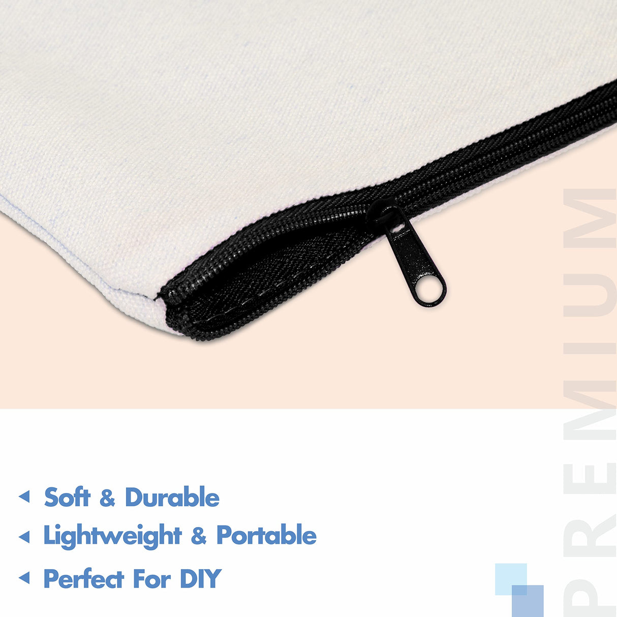 15 Pack Blank Cotton Canvas DIY Craft Zipper Bags Pouches Pencil Case for Makeup Cosmetic Toiletry Stationary Storage (off white, 8.3” x 4.7”) Vantasii