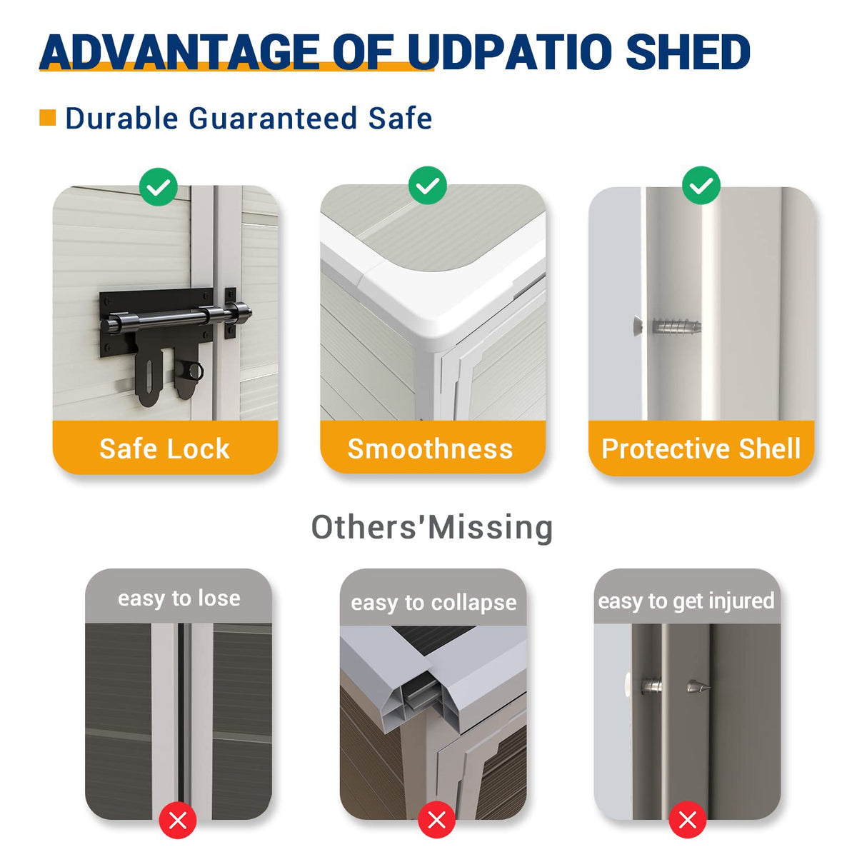 UDPATIO Outdoor Storage Shed 5x3 FT, Resin Garden Shed for Bike, Garbage Can, Tool, Plastic Outside Sheds & Outdoor Storage Storage Box with Lockable Door for Backyard, Patio, Lawn, Sandstone UDPATIO