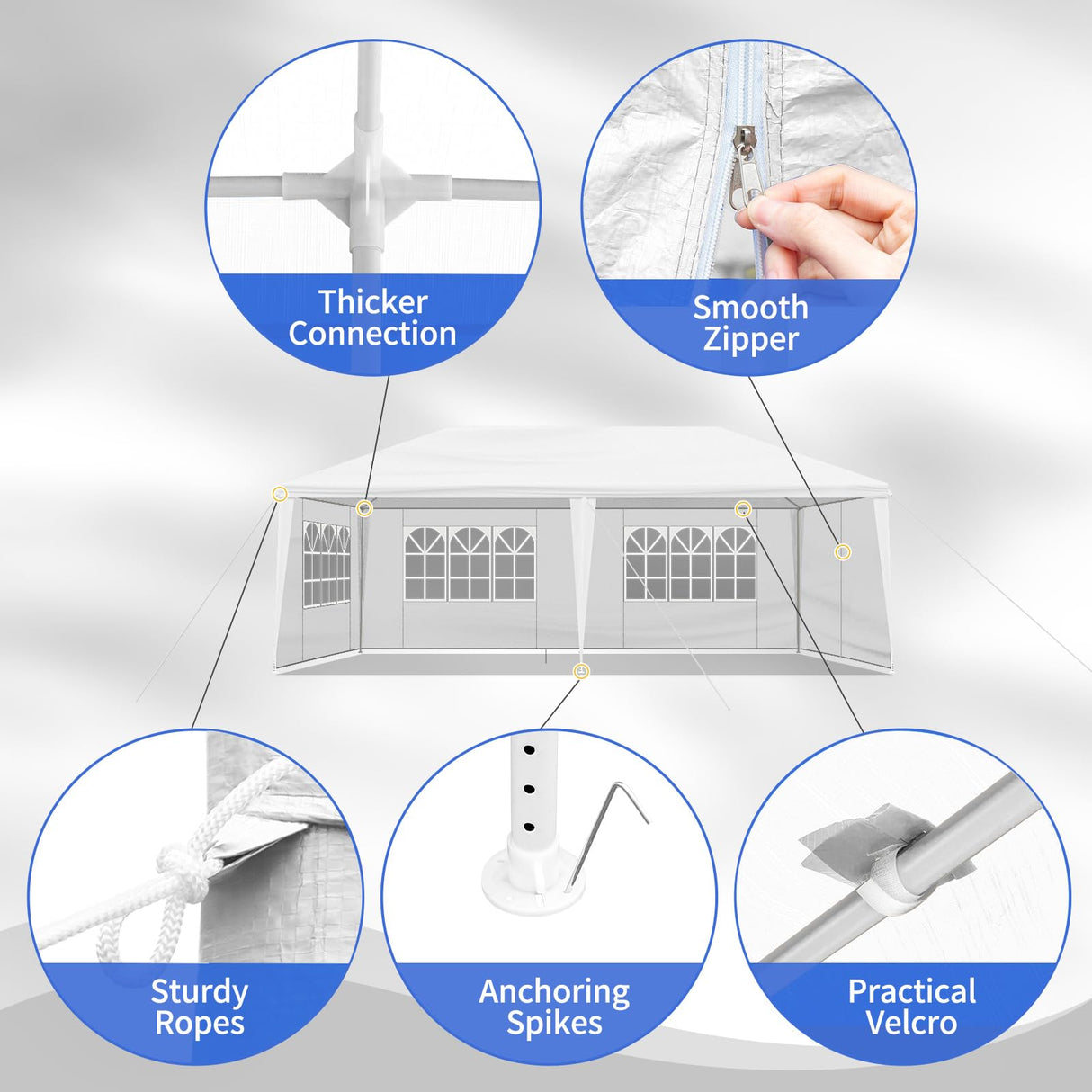 SEALAMB 10x20ft Party Canopy Tent, Durable Waterproof Large Tents for Parties, Outdoor Patio Gazebo Canopy Tents with 4 Removable Sidewalls for Wedding, Birthday, Backyard, Garden SEALAMB