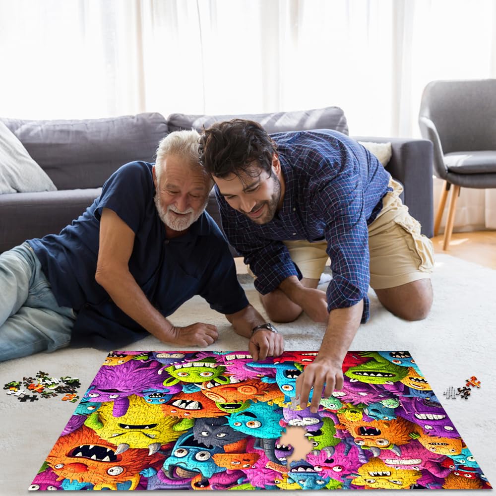 Jigsaw Puzzles for Adults 1000 Piece Puzzle for Adults 1000 Pieces Puzzle 1000 Pieces-Crazy Colorful Monsters HUADADA