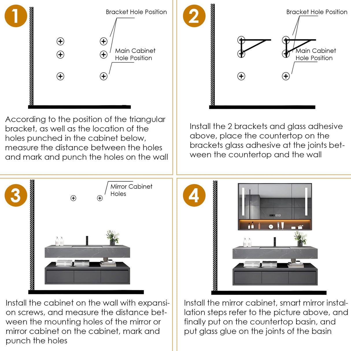 LUTHXAY 60 inch Floating Bathroom Vanity, Double Sink Bathroom Vanity with Smart Defogger Mirror Cabinet, Wall-Mounted Bathroom Vanity, Bathroom Cabinet with Optimized Storage Space,White LUTHXAY