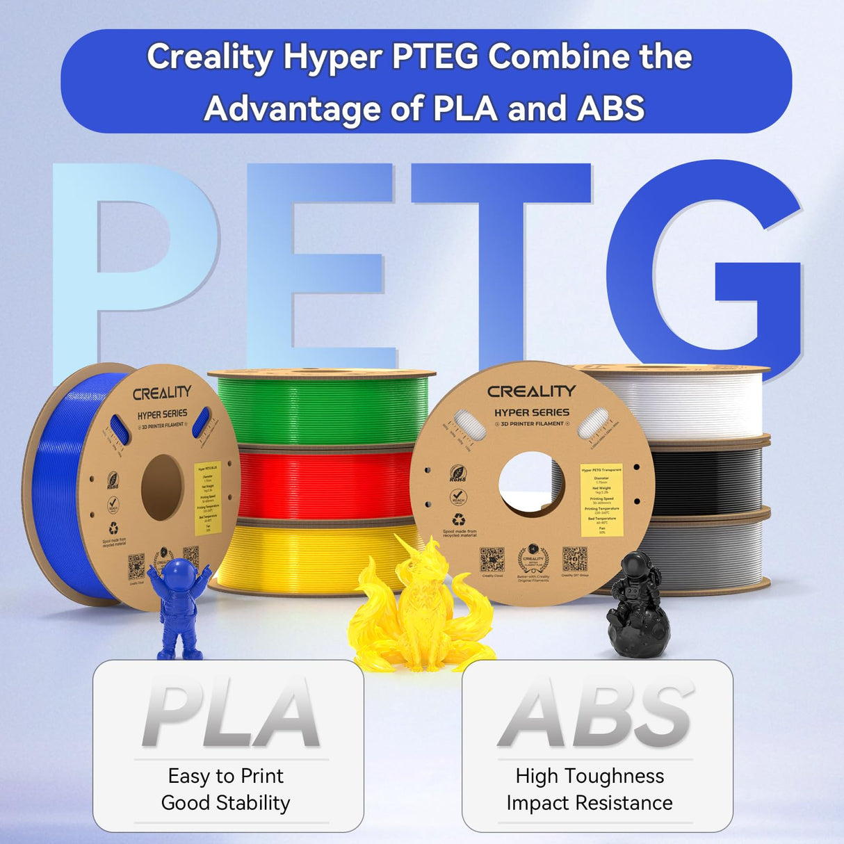 Creality Upgrade Hyper PETG Filament for K1 Max Christmas Decorations, 2024 Latest Batch, High Speed 30-600mm/s 3D Printer Filament PETG, No Stringing Good Layer Adhesion Fit Various 3D Printers Creality