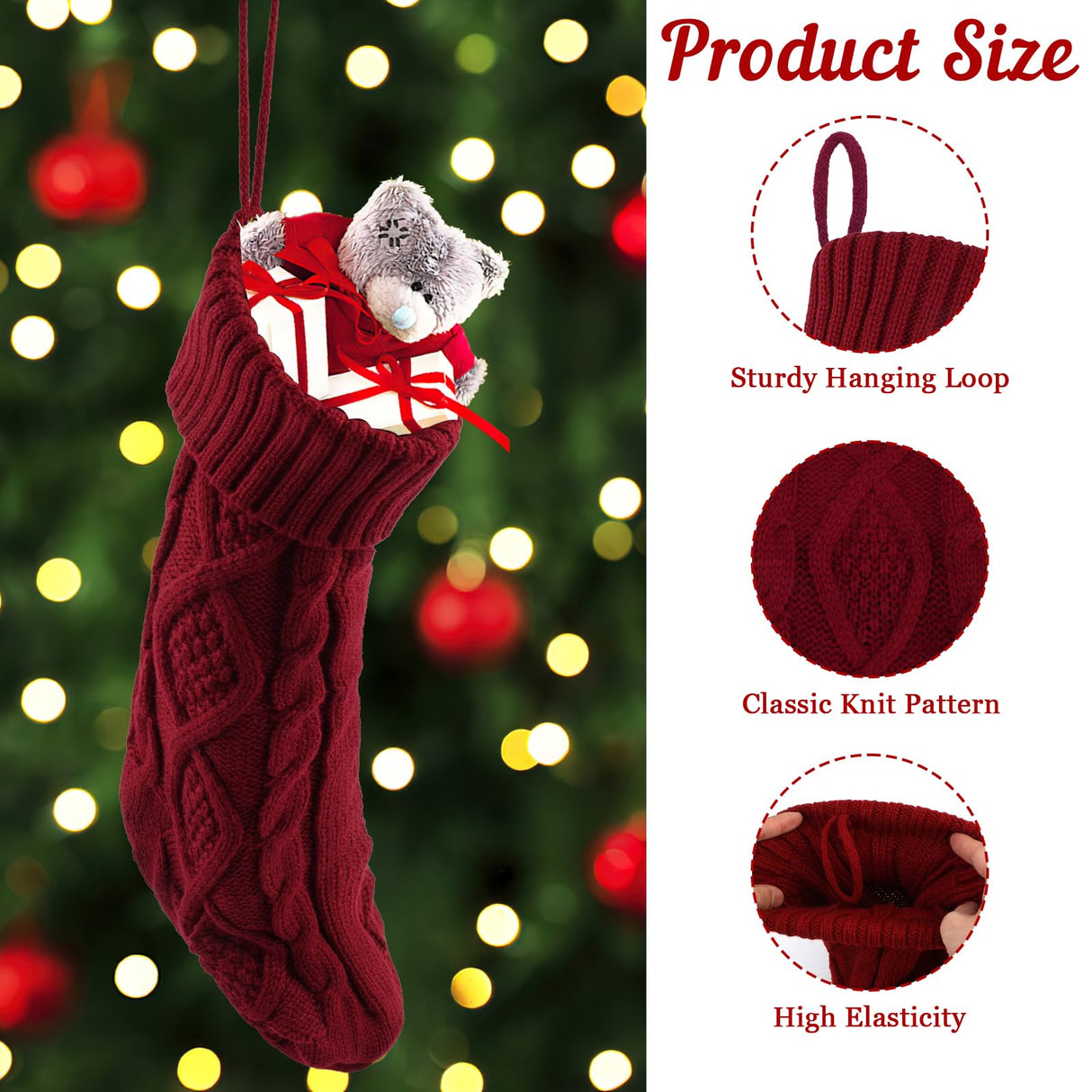 2 Pack Christmas Stockings, 18 Inches Large Cable Knitted Xmas Stocking for Fireplace, Christmas Tree, Holiday Party Decorations Hoiny