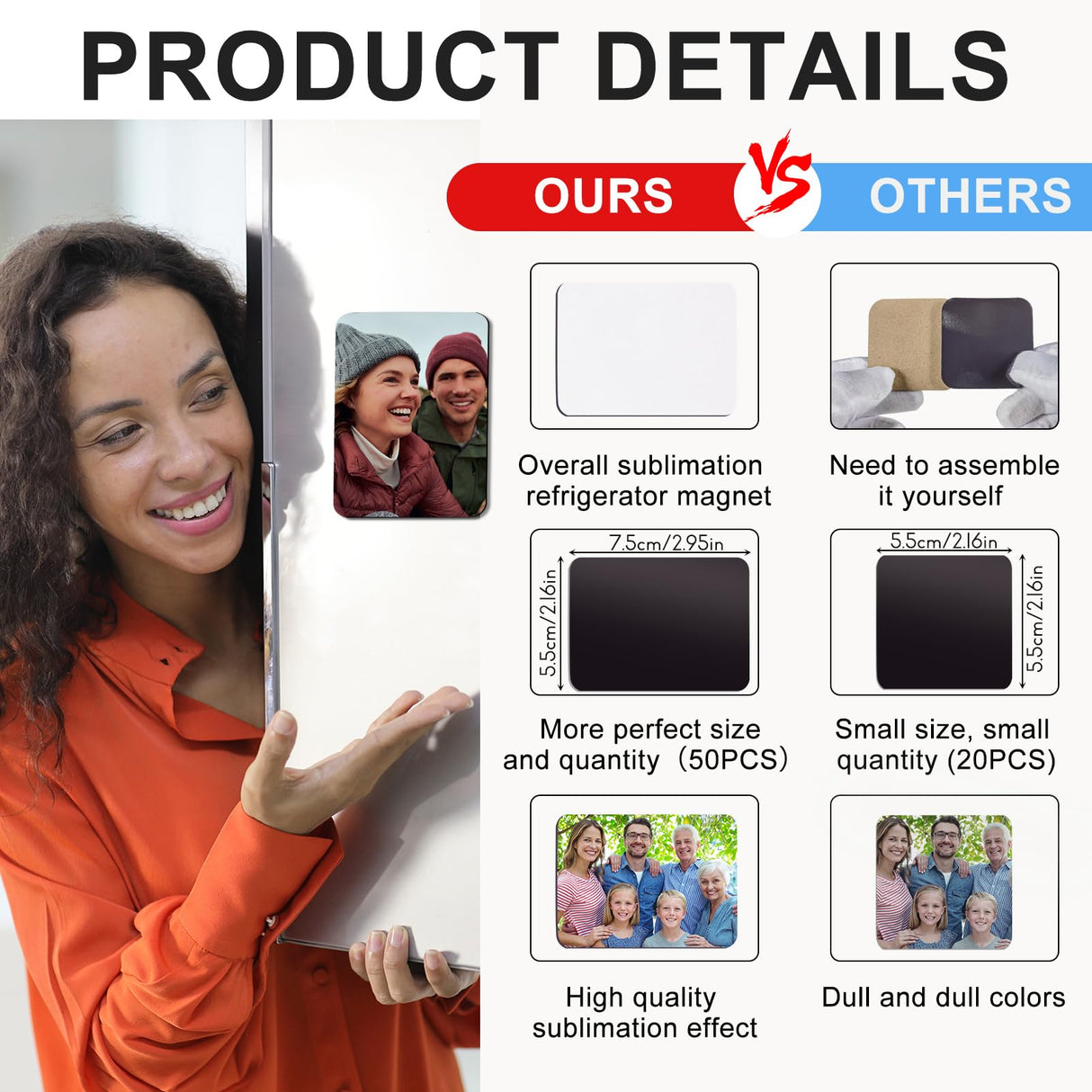 50 Pcs Sublimation Magnets Blank 2x3 Inch Personalized Fridge Refrigerator Magnets Blanks DIY Sublimation Refrigerator Magnet Bulk Soft Magnetic for Kitchen Decorative Fridge Magnets Blank Set ZhouBoat