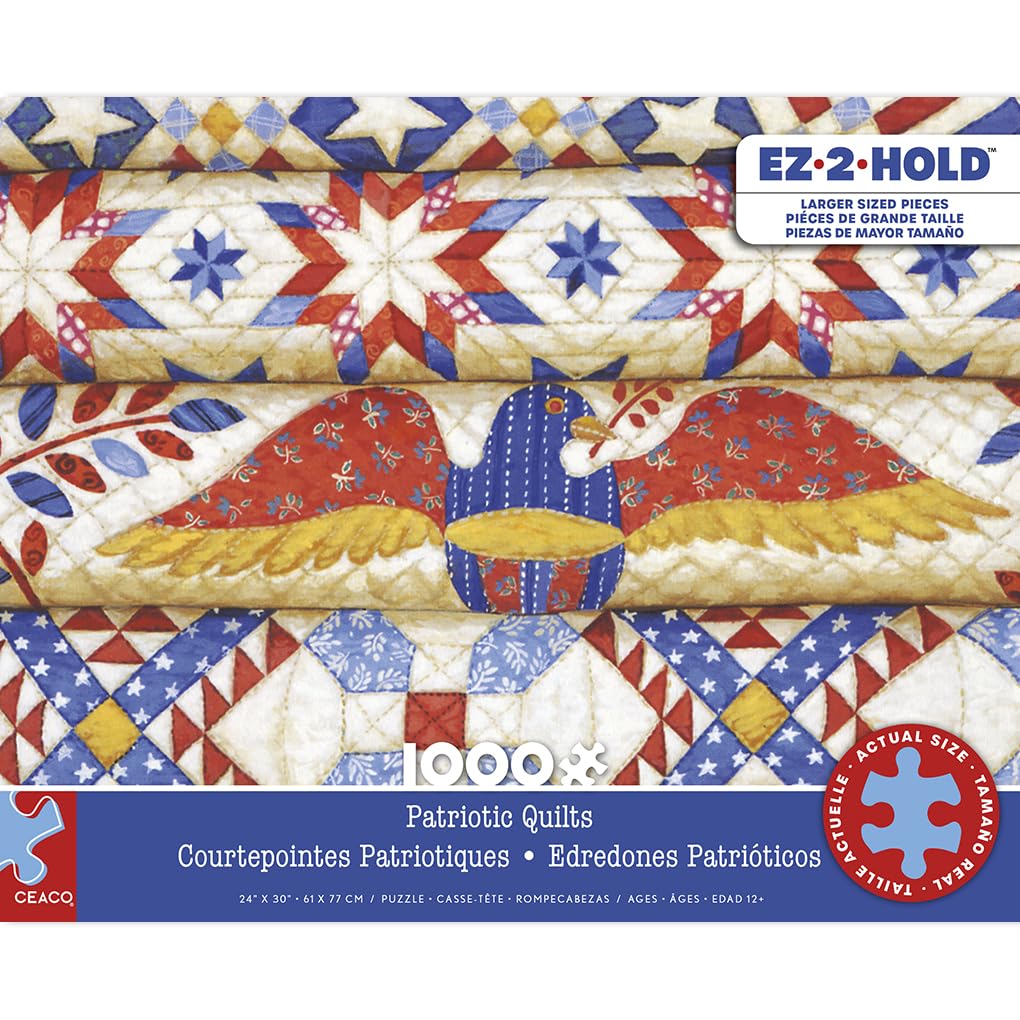 Ceaco - Patriotic Quilts - 1000 Larger Sized Piece Jigsaw Puzzle Ceaco