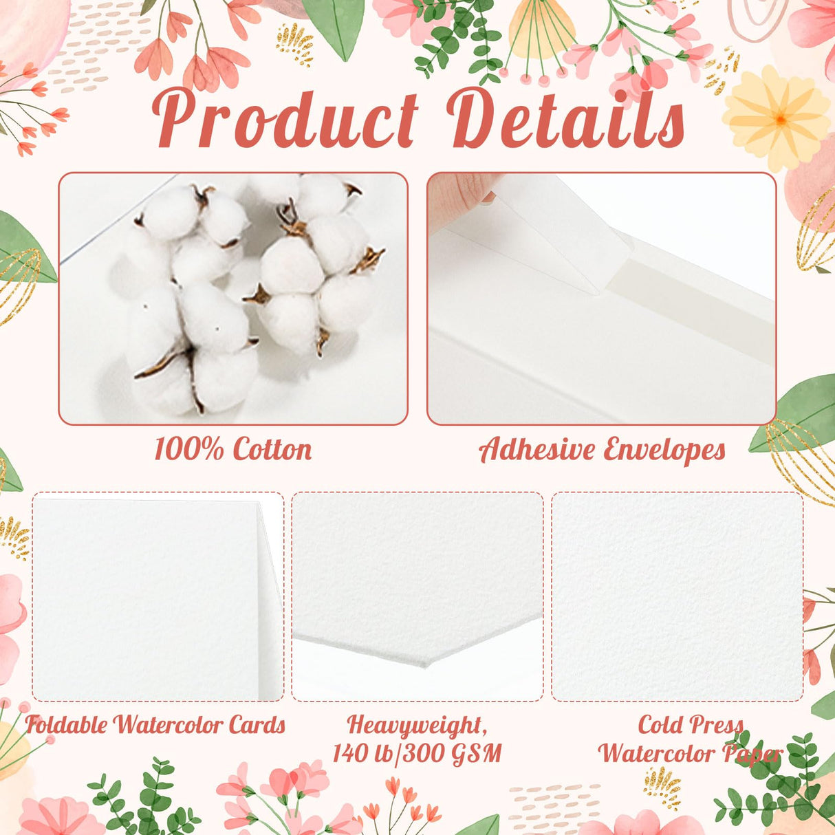 60 Sets Watercolor Cards with Envelopes, 140 lb/300 GSM Watercolor Paper Cards, 4x6 Inch Foldable Blank Watercolor Postcards and Envelopes for Greeting Cards, Wedding Invitations, Thank You Card Prudiut