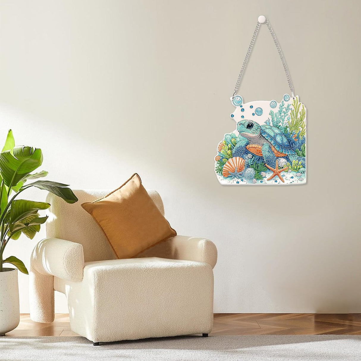 MOGTAA Turtle Diamond Art Hanging Pendant Kits, 5D Special Shape Diamond Art Kits for Adults, Crystal Rhinestones Animal Diamond Painting Gem Art for Home Wall Garden Window Decor MOGTAA