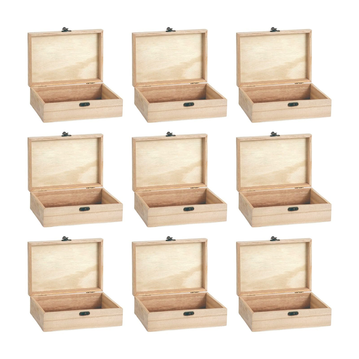 Xhqsulsclac 8 PCS Unfinished Wooden Box,6.6X5.1X3.1 in Small Keepsake Box Jewelry Storage Handmade DIY Wooden Boxes Hinged Cover with Front Clasp Xhqsulsclac