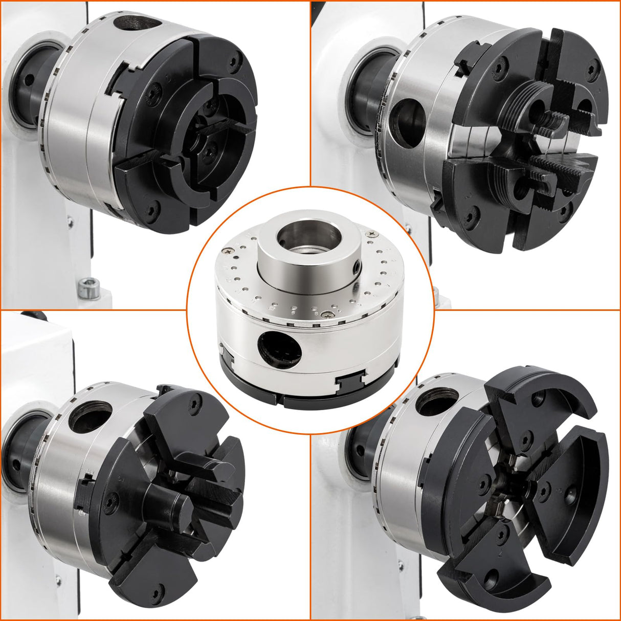 CXRCY 4Inch Lathe Chuck Set for Woodworking, 4-Jaw Self-Centering Wood Lathe Chuck Set with1"x8TPI Thread & 1"x8TPI Adapter & Case (4PCS Jaws) CXRCY