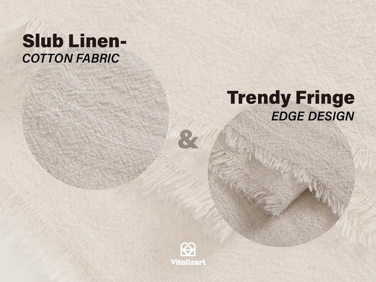 Vitalizart Beige Table Runner 14 x 72 Inches Long Slub Texture Cotton Linen Table Runner for Rustic Home Decorations Dining Room Wedding Decor Reception Bridal Shower Thanksgiving Christmas Vitalizart