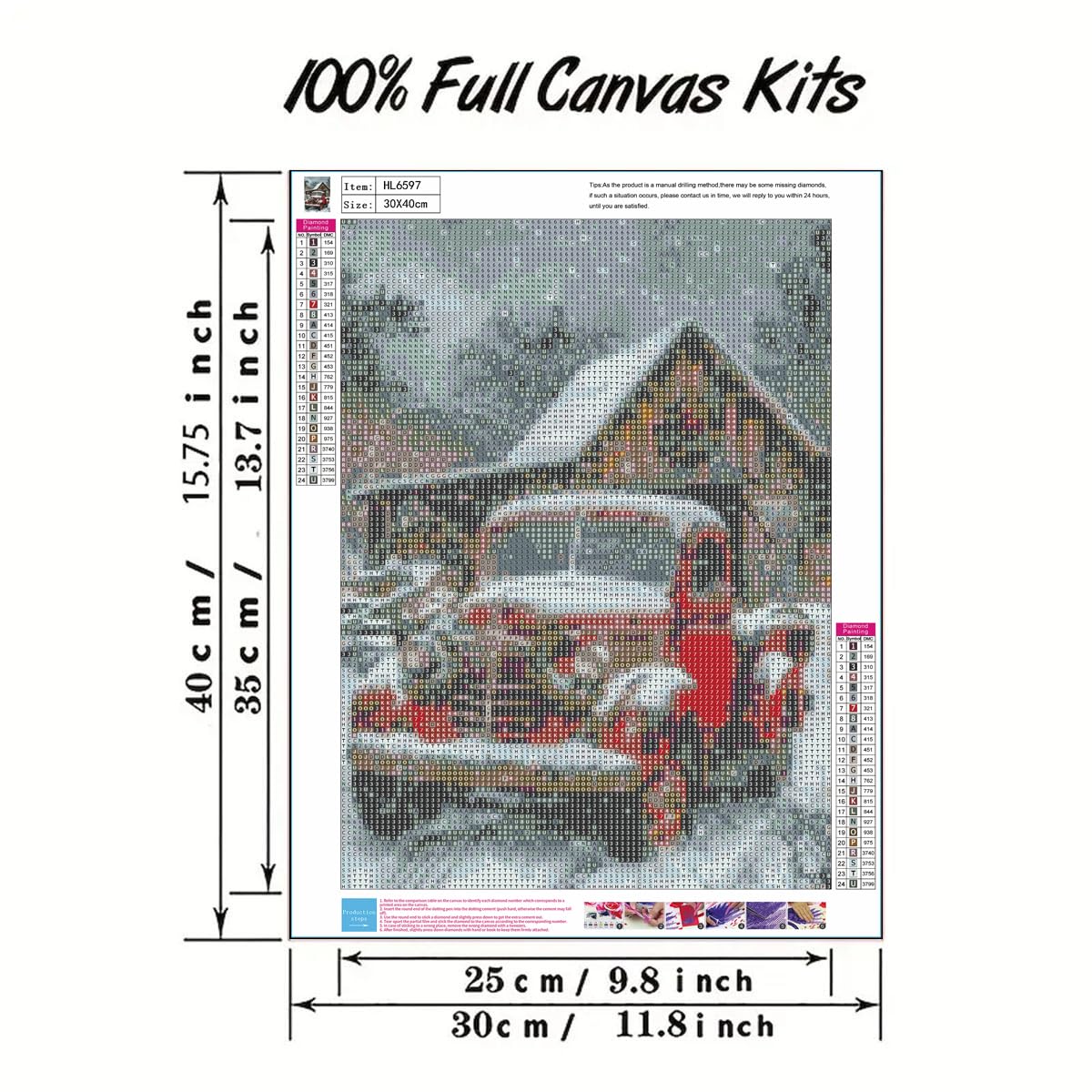 GEMFAMILY Winter Car Diamond Art Kits for Adults, 5D Diamond Painting Kits for Beginners,DIY Round Full Drill Diamond Painting Kits for Home Wall Decor 12 x 16 Inch GEMFAMILY