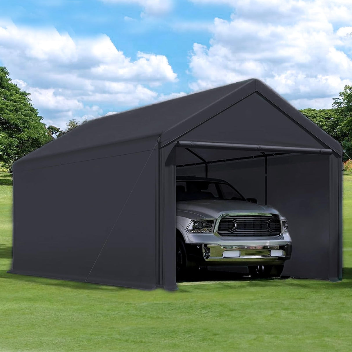 Caravan Canopy Domain 10 x 20 Foot Durable Sidewalls for Garage Carport Canopy Car Tent with Dual Zippers and Roll Up Door, Black (Sidewalls Only) Caravan