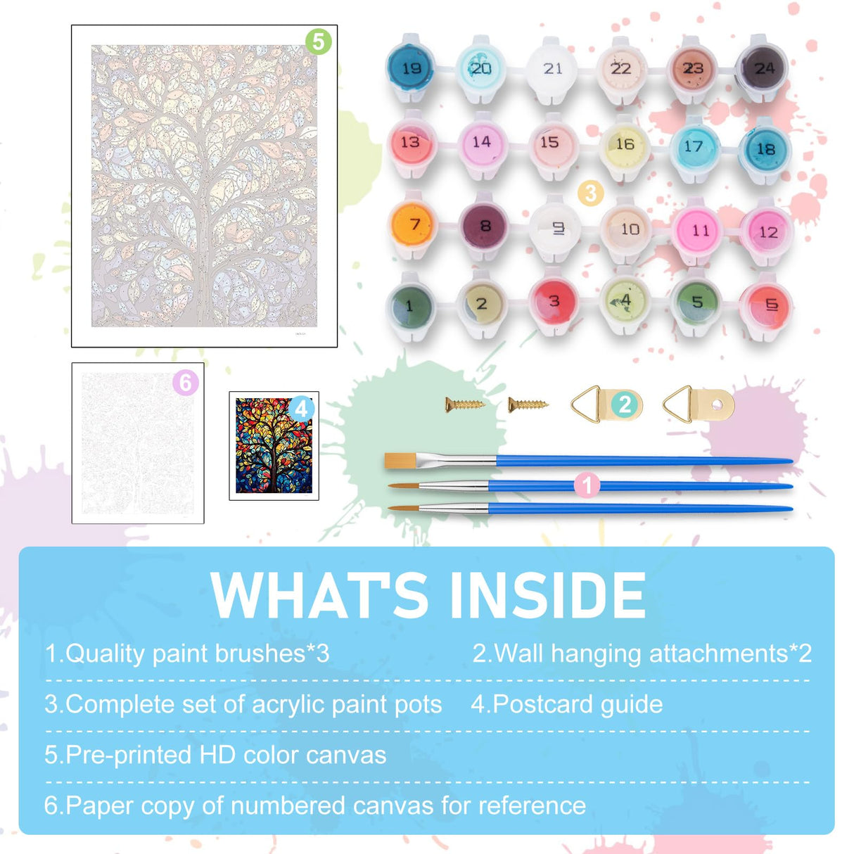 Paint by Numbers Kit for Adults- Tree of Life Adult Paint by Number Kits on Canvas for Beginners, Tree of Life DIY Acrylic Oil Number Painting Kits for Home Wall Decor Gift 16"x 20" (Without Frame) Offito