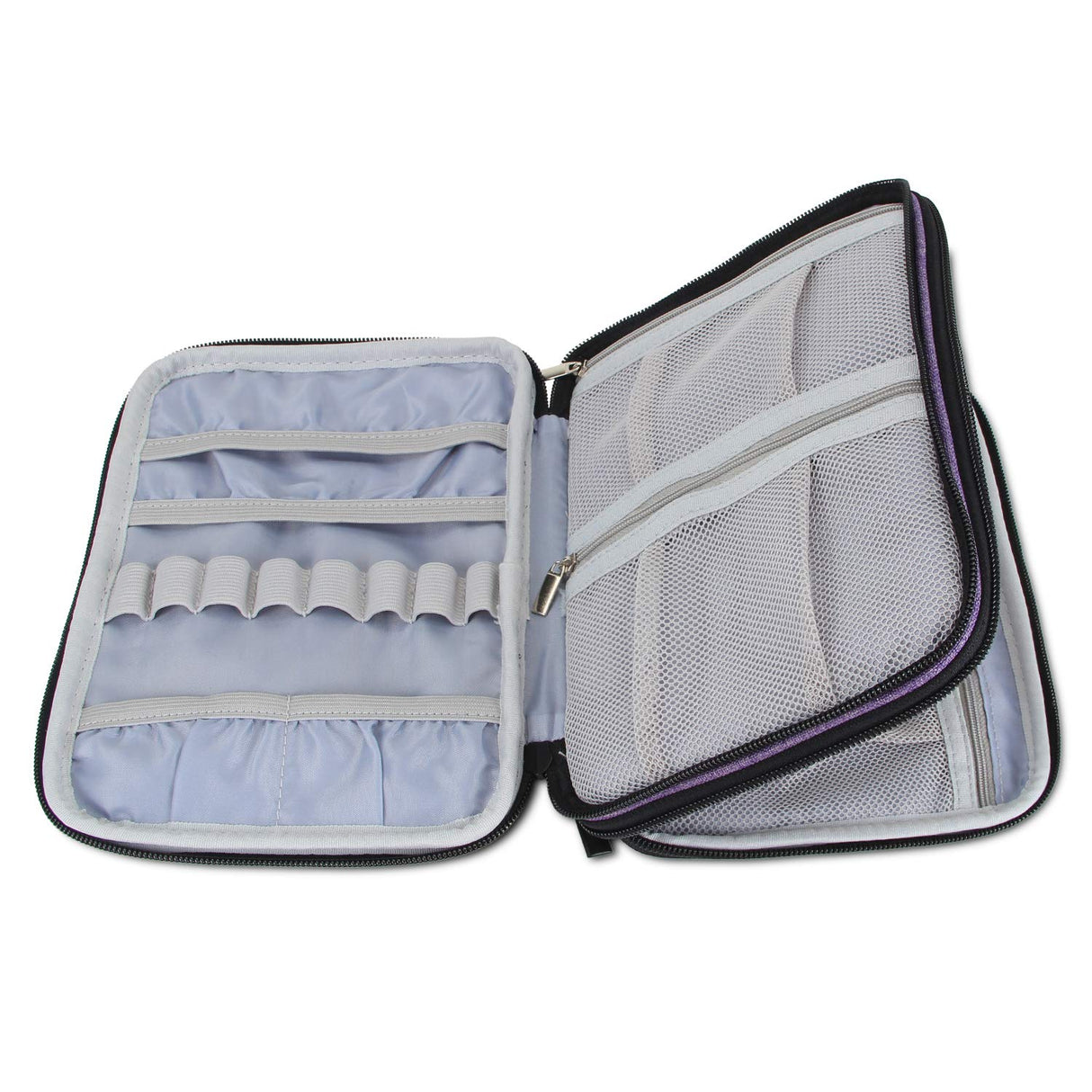 Damero Crochet Hook Case, Travel Storage Bag for Swing Crochet Hooks, Lighted Hooks, Needles(Up to 8'') and Accessories, Large, Purple (No Accessories Included) Damero