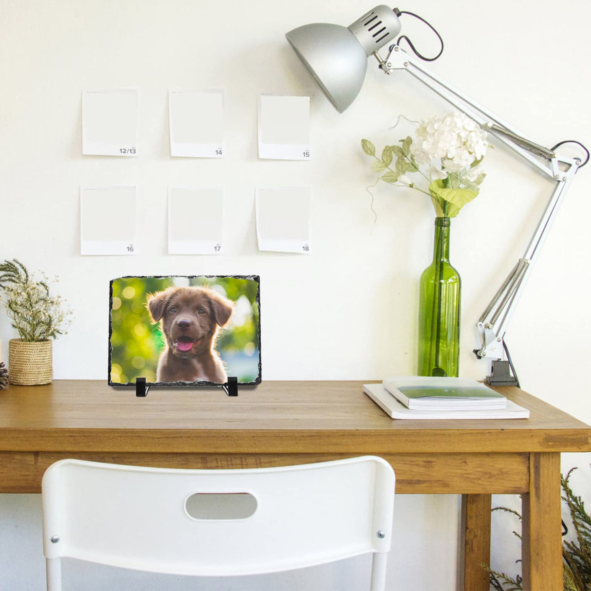 Nicunom 4 Pack Sublimation Blank Slate Rock Photo Plaque Frame with Display Stand, Personalized Rectangular Picture Stone Frame, DIY Gift for Easter Father's Day Birthday Wedding, 7.5 x 5.5 In Nicunom