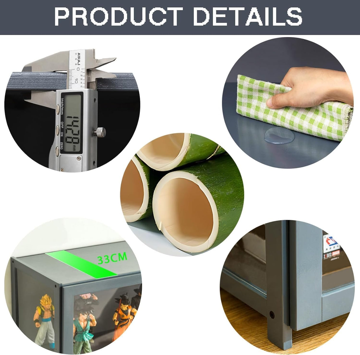 BYSIECD Curio Display Cabinet, Display Cabinet with 5-Tier Storage Shelves, Collectibles Toy Organizers Rack, Storage Cabinets and Bookcase for Playroom, Trophy Display Case BYSIECD