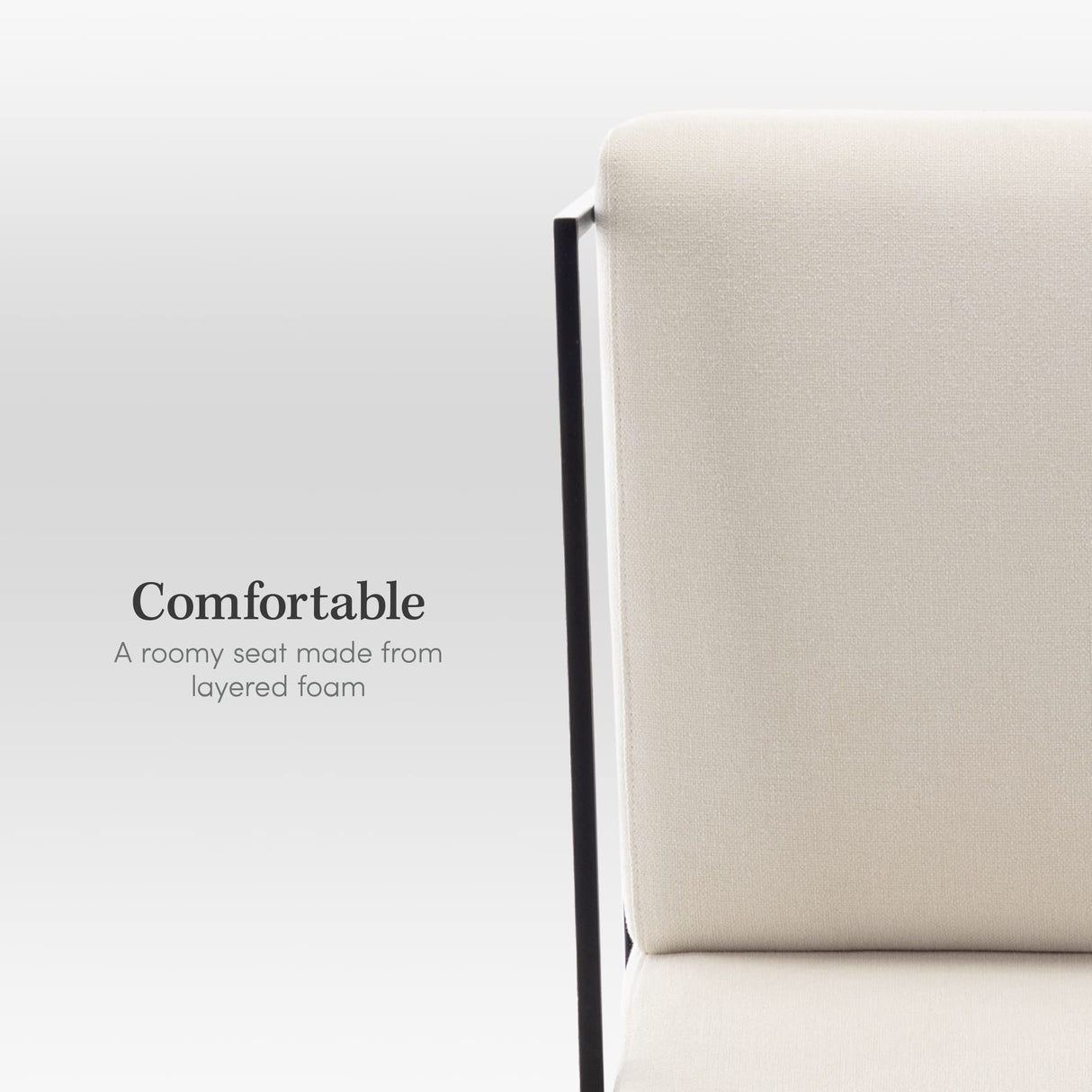 eLuxurySupply Accent Chair - Low Profile Modern Slant Armchair with Layered Foam and Metal Frame - Premium High Density Soft Cushion for Supreme Comfort - Easy Assembly - Cream/Off-White eLuxurySupply