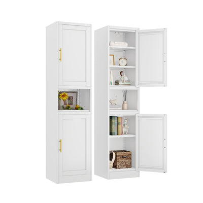pozdeg Tall Bathroom Storage Cabinet, 67" H Metal Kitchen Pantry Cabinet with 2 Doors and 4 Adjustable Shelves, Space Narrow Bathroom Organizer for Kitchen, Living Room, Home Office