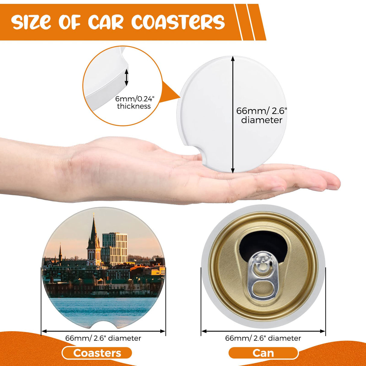 Ceramic Car Sublimation Blanks Cupholders Sandstone for Car Cup with Finger Notch for Easy Removal Car Ceramic Auto Cupholder Keep Vehicle from Cold Drink Sweat Stain Spill (100 Pieces) Frienda