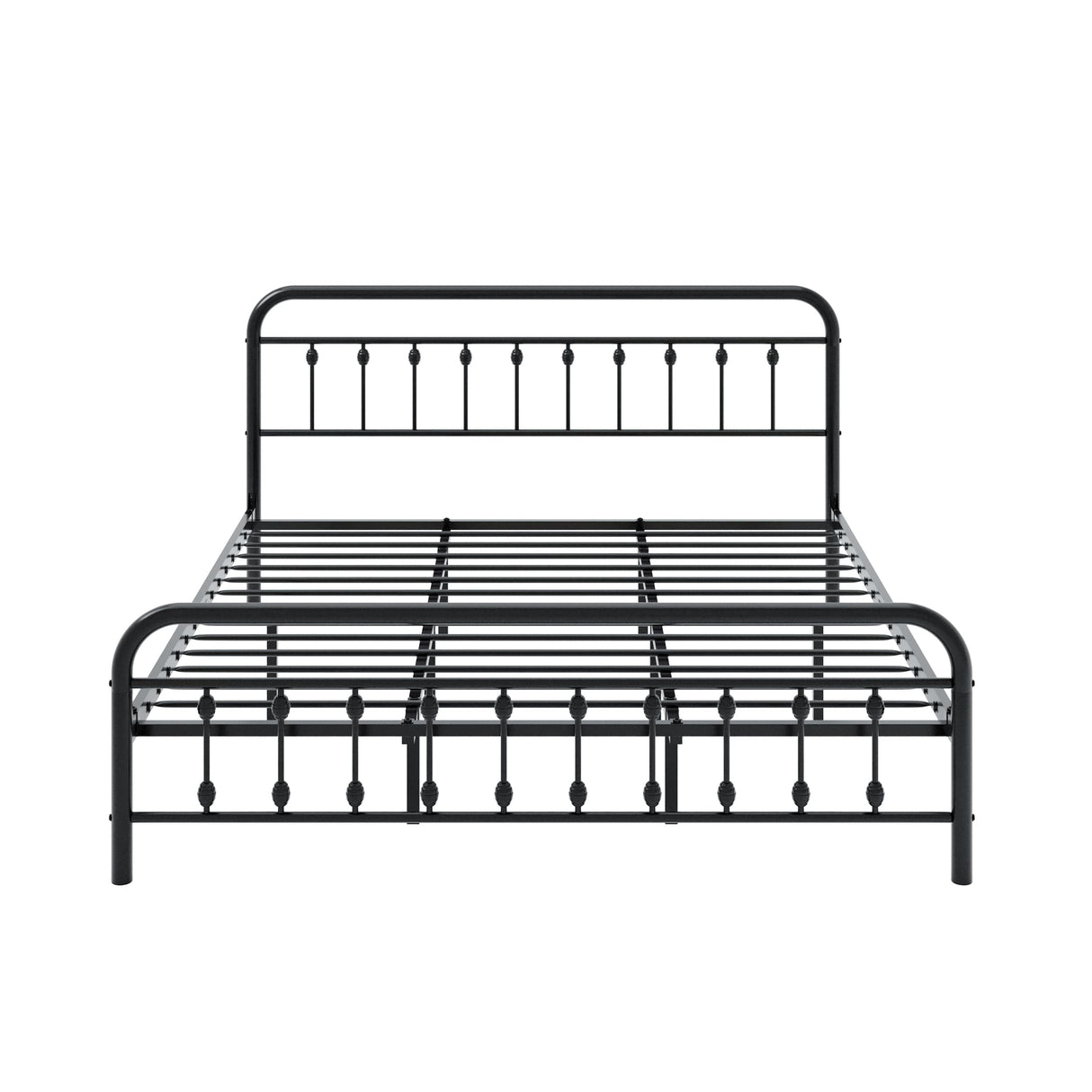 Allewie 14 Inches King Size Metal Platform Bed Frame with Victorian Style Iron-Art Headboard/Footboard, Mattress Foundation, Easy Assembly, Under Bed Storage, No Box Spring Required, Black Allewie
