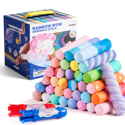 Jar Melo 38 PCS Sidewalk Chalk for Kids- Colored Sidewalk Chalk with Holder,Jumbo Washable & Non-Toxic Chalks-Outdoor Play and Chalkboard Art for Kids and Toddlers Easter Gifts