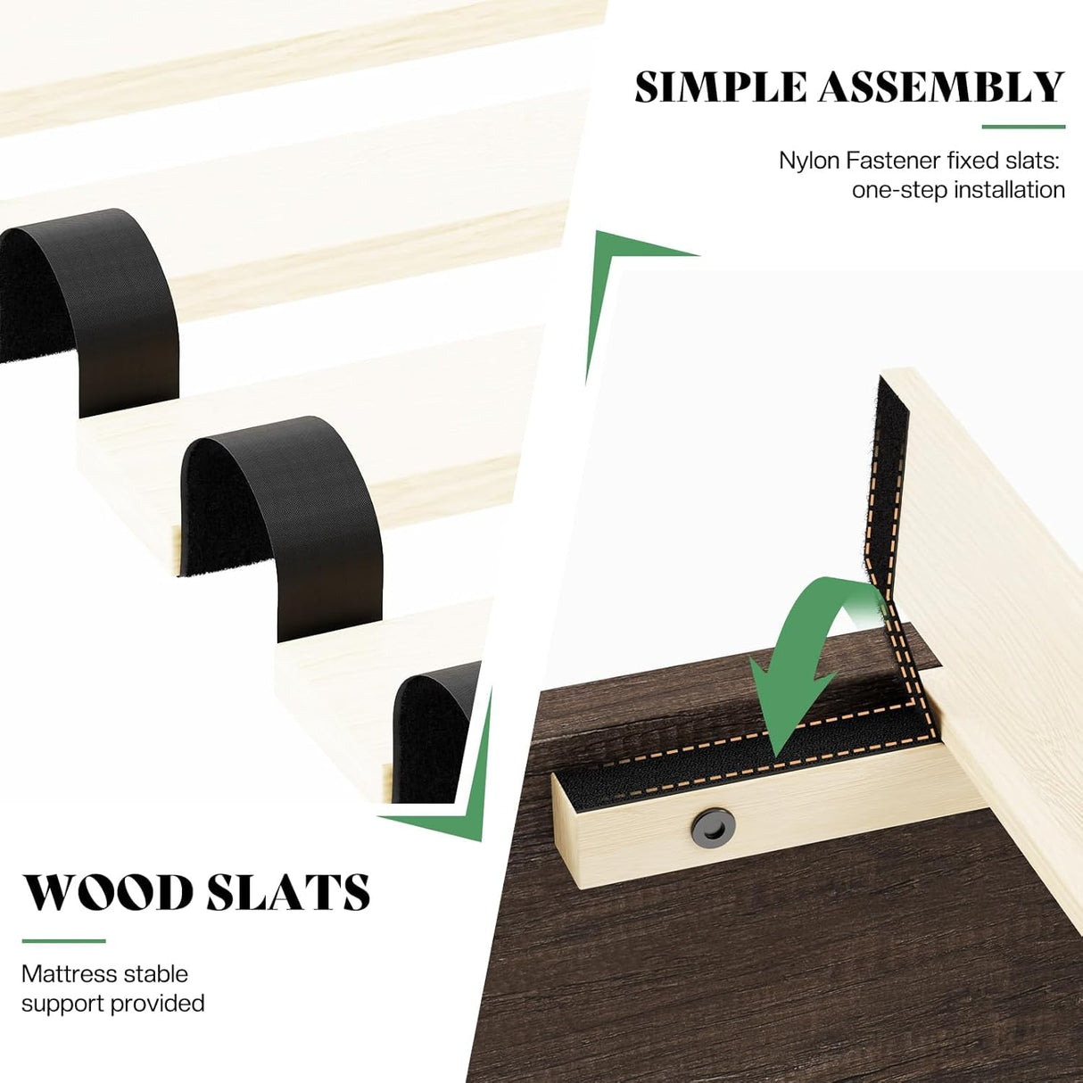 AMERLIFE Farmhouse Twin Platform Bed Frame with 49" Fluted Headboard, Wooden Bed with Natural Grain Finish, Noise-Free, No Box Spring Required, Easy Assembly, Grey AMERLIFE