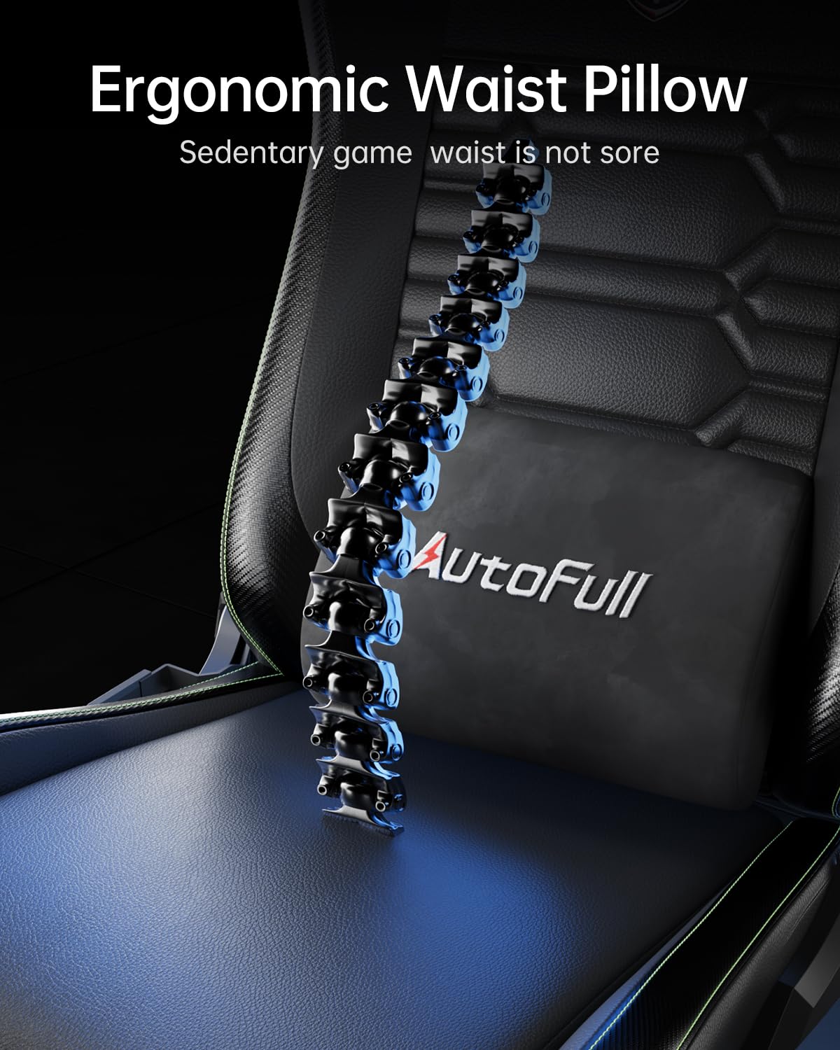 AutoFull Gaming Chair, Racing Style Gaming Chair with Velvet Material Ergonomic Lumbar Support,Adjustable High Back PU Leather PC Chair,Dark AutoFull