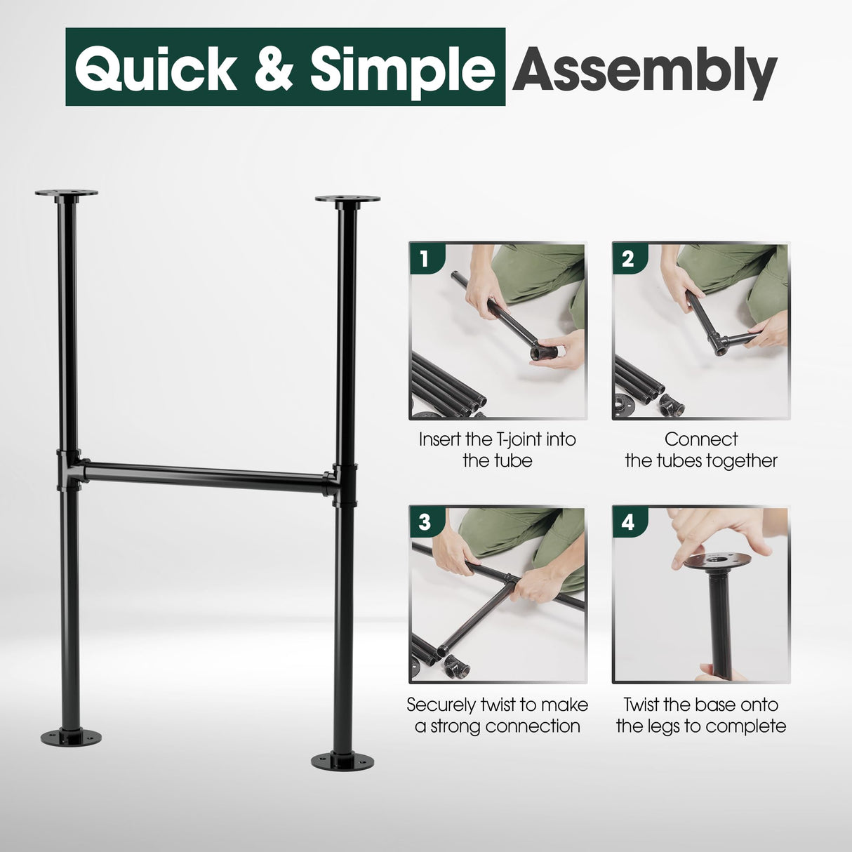 Yes4All Metal Table Legs 30 inch Height, Industrial Pipe Metal Table Legs, Desk Legs for Dining Table, Desk, Set of 2 Yes4All