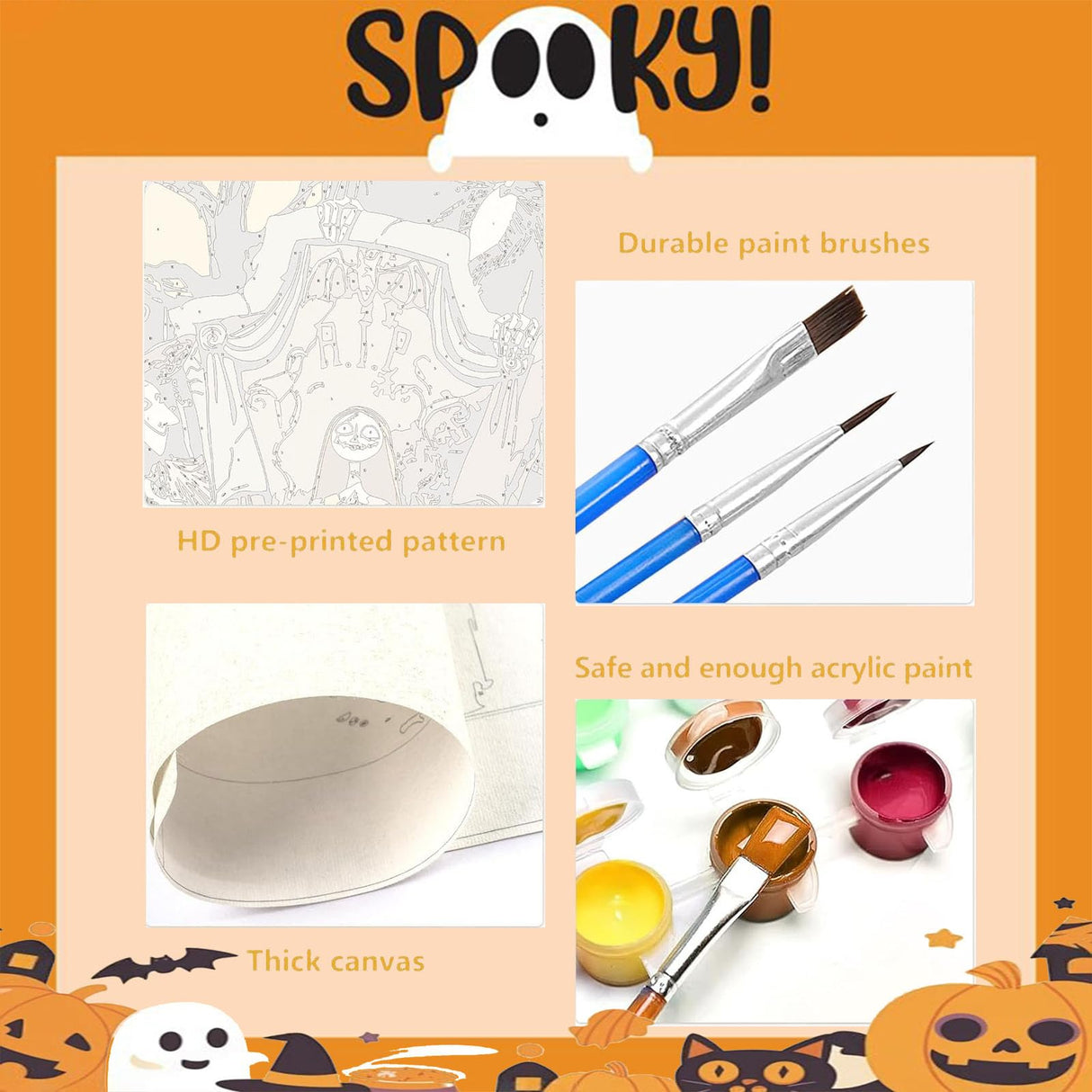 Halloween Paint by Numbers Kit for Adults - Adult Paint by Number Kits Halloween, Horror Painting by Numbers for Adults Beginner, DIY Acrylic Oil Painting Perfect for Gift Home Wall Decor (16x20 inch) Sretoul