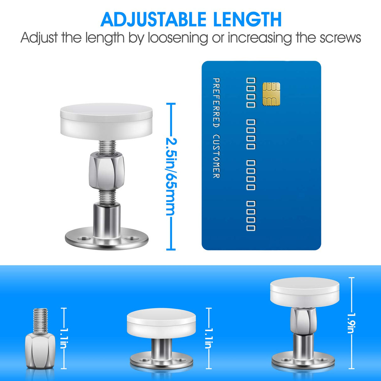 CRETBEL 4PCS Adjustable Bed Frame Anti-Shake Tool (Upgraded) for Loft Beds, Headboard Stoppers with Free Furniture Pads and Screws, Protect The Wall from Banging, Easy to Install (1.1-2.5in) CRETBEL