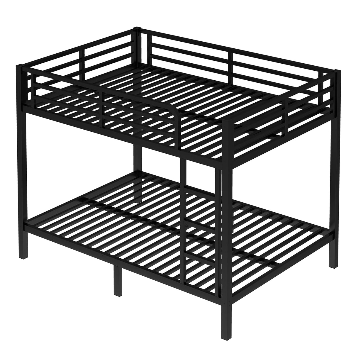 Bellemave Bunk Bed Full Over Full, Heavy Duty Bunk Beds Frame with Ladder, Full Size Bunk Beds with Safety Guardrails, Bunk Bed with Noise-Reducing Rubber Stoppers, Black Bellemave