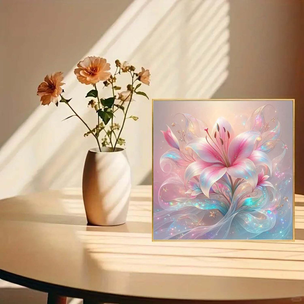 ZHUDENGXJL 5D Diamond Painting Kits for Adults,Pink Flowers Diamond Art Kits for Adults Beginner,DIY Full Drill Diamond Dot Gem Art Kits for Adults Beginners,Wall Home Decor 12 X 12inch ZHUDENGXJL