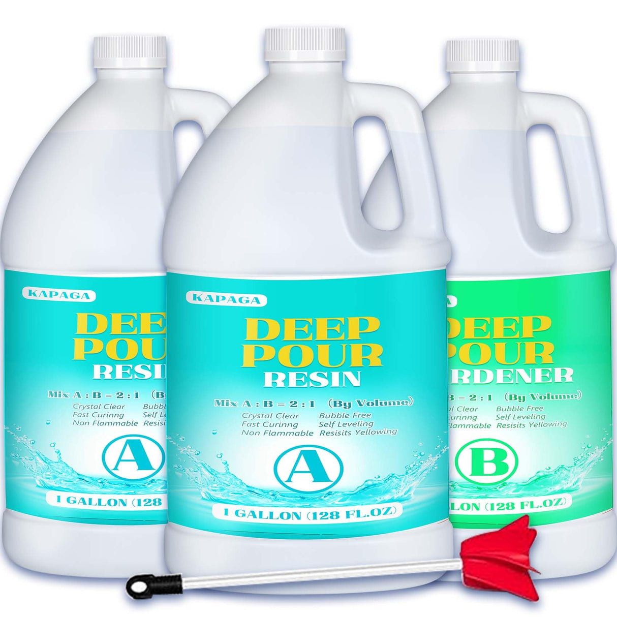 Deep Pour Epoxy Resin 3 Gallon 2-4" Inch Pour Depth Low Viscosity Crystal Clear & High Gloss, Bubble-Free Casting 2:1 Mix Ratio Resin Kit for Wood River Table Wood Filler Bar Top Resin Art Crafts Kapaga