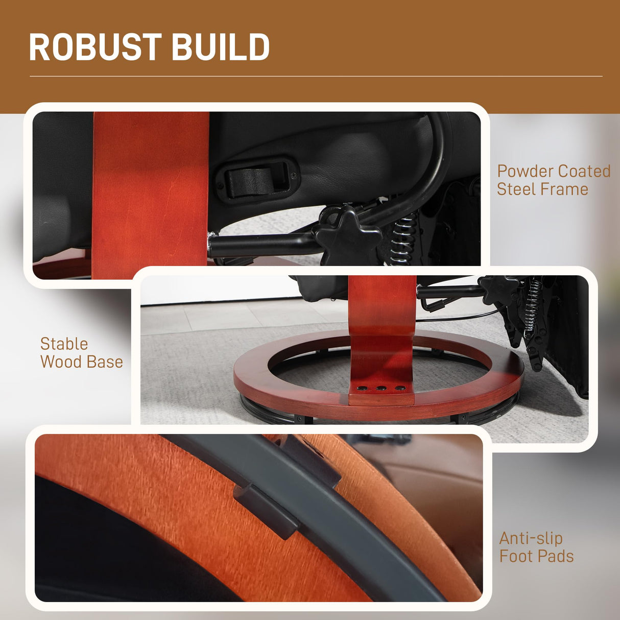 HOMCOM Manual Swivel Recliner Chair, PU Leather Reclining Chair with Footrest for Living Room, Black HOMCOM