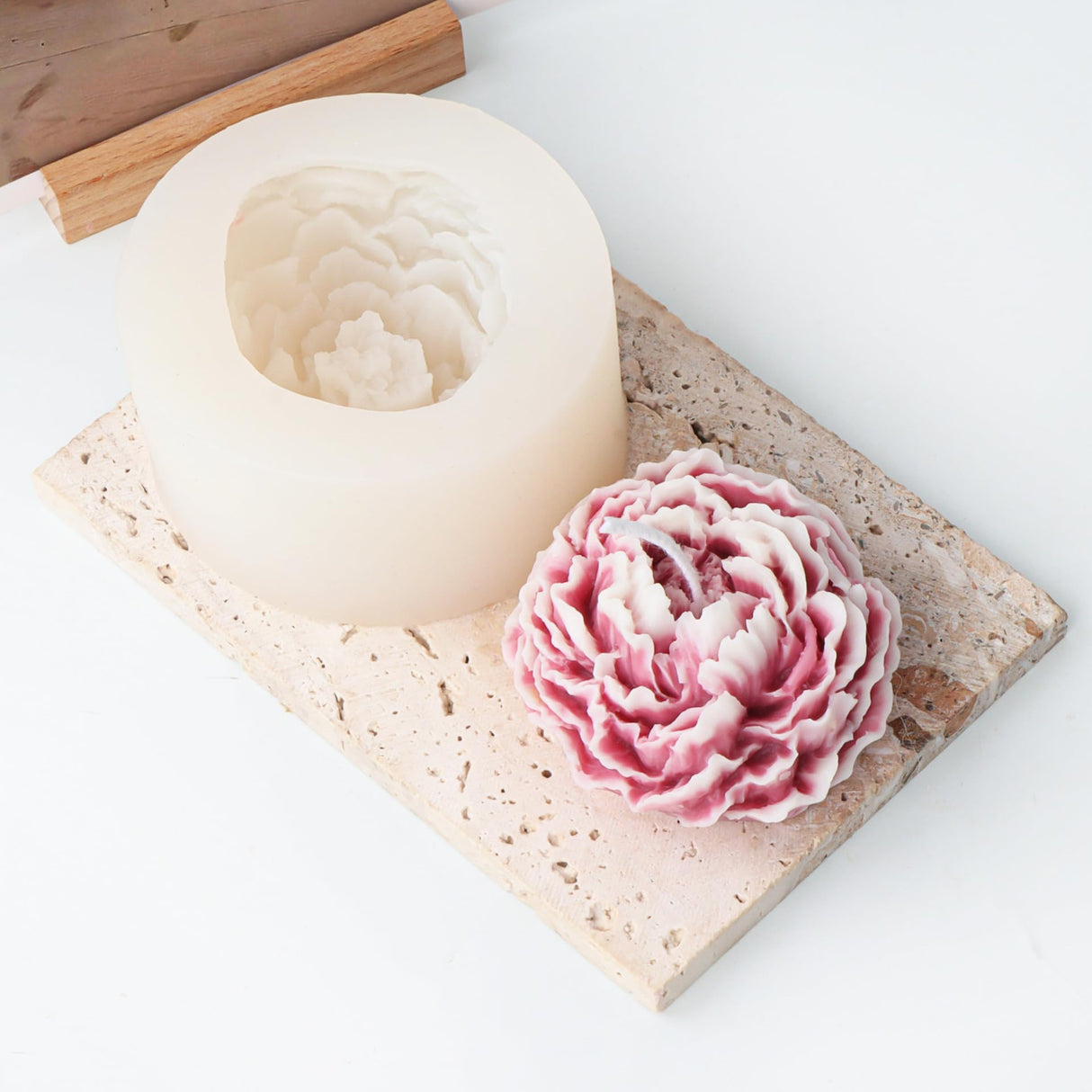 Peony Candle Mold Half Open Flower Mold 3D Flower Resin Casting Mold Resin Making Molds Silicone Mold for Candle Home Decorate Mold Candle Making Mold 3D Animal Mold ESEDAGE