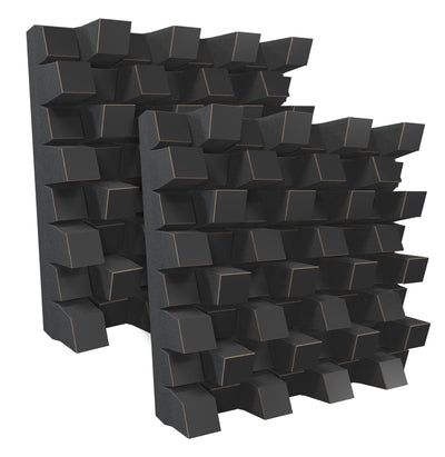 (2 Pack) — Sound Acoustic Studio Diffuser «Sirius» | 2D QRD | Diffusion - Reflection - Absorption - Soundproofing - Insulation | Wall Art Panel | (20"x20"x6" (50x50x15.3cm), Black)