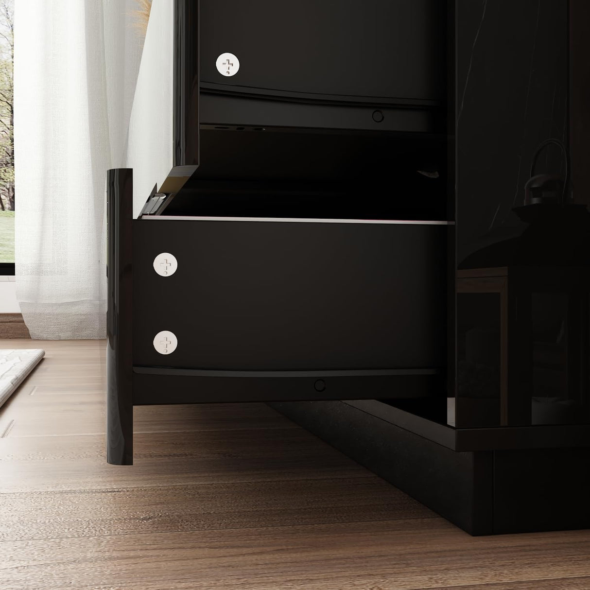 Homsee Large 8 Drawer Double Dresser with LED Light, Modern Dresser Chest of Drawers with High Gloss Surface for Bedroom, Black (63”W x 15.7”D x 30.9”H) Homsee