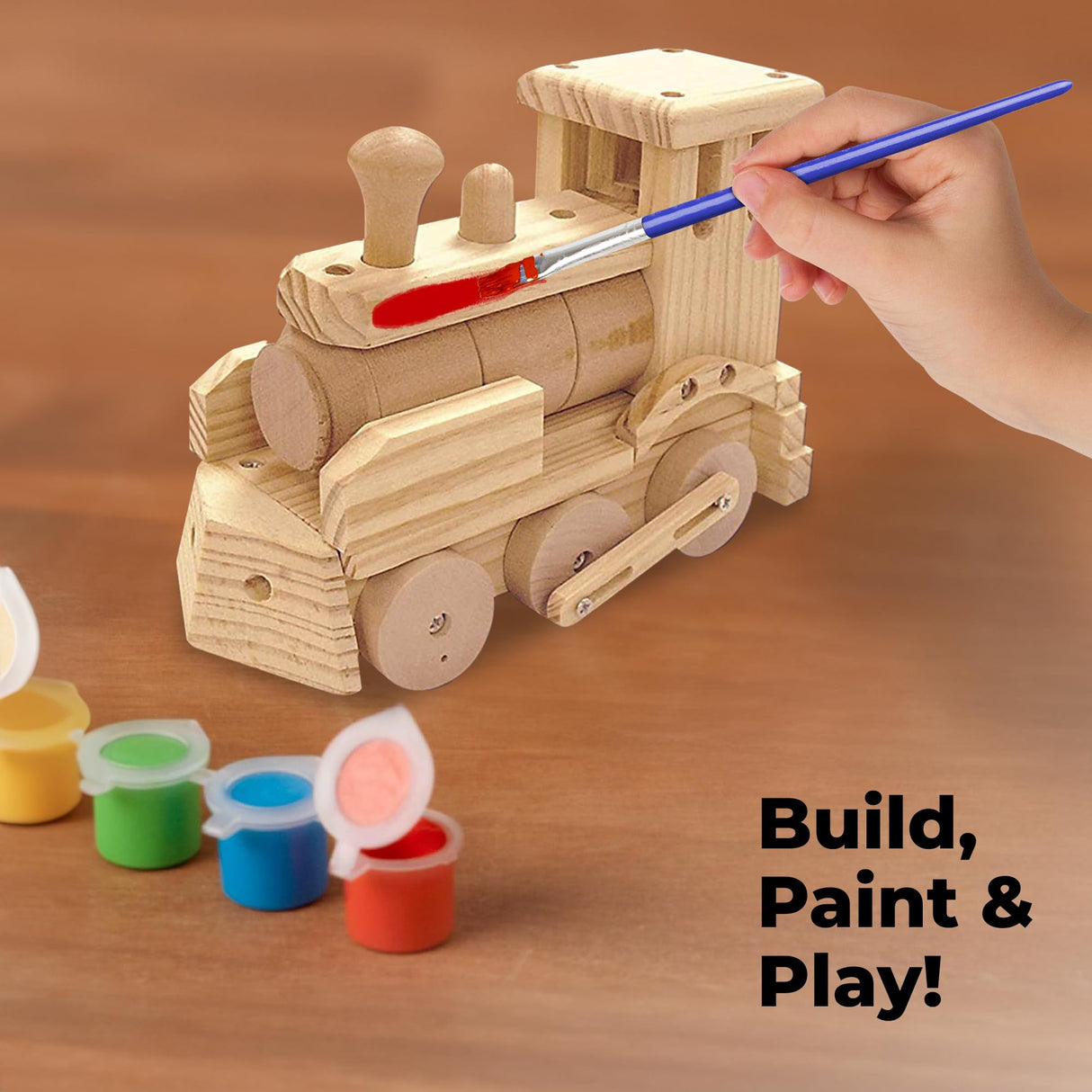 Kraftic Woodworking Building Kit for Kids and Adults, 2 Educational DIY Carpentry Construction Wood Model Kit Toy Projects for Boys and Girls - Build a Wooden Town Hall Birdhouse and Train Kraftic