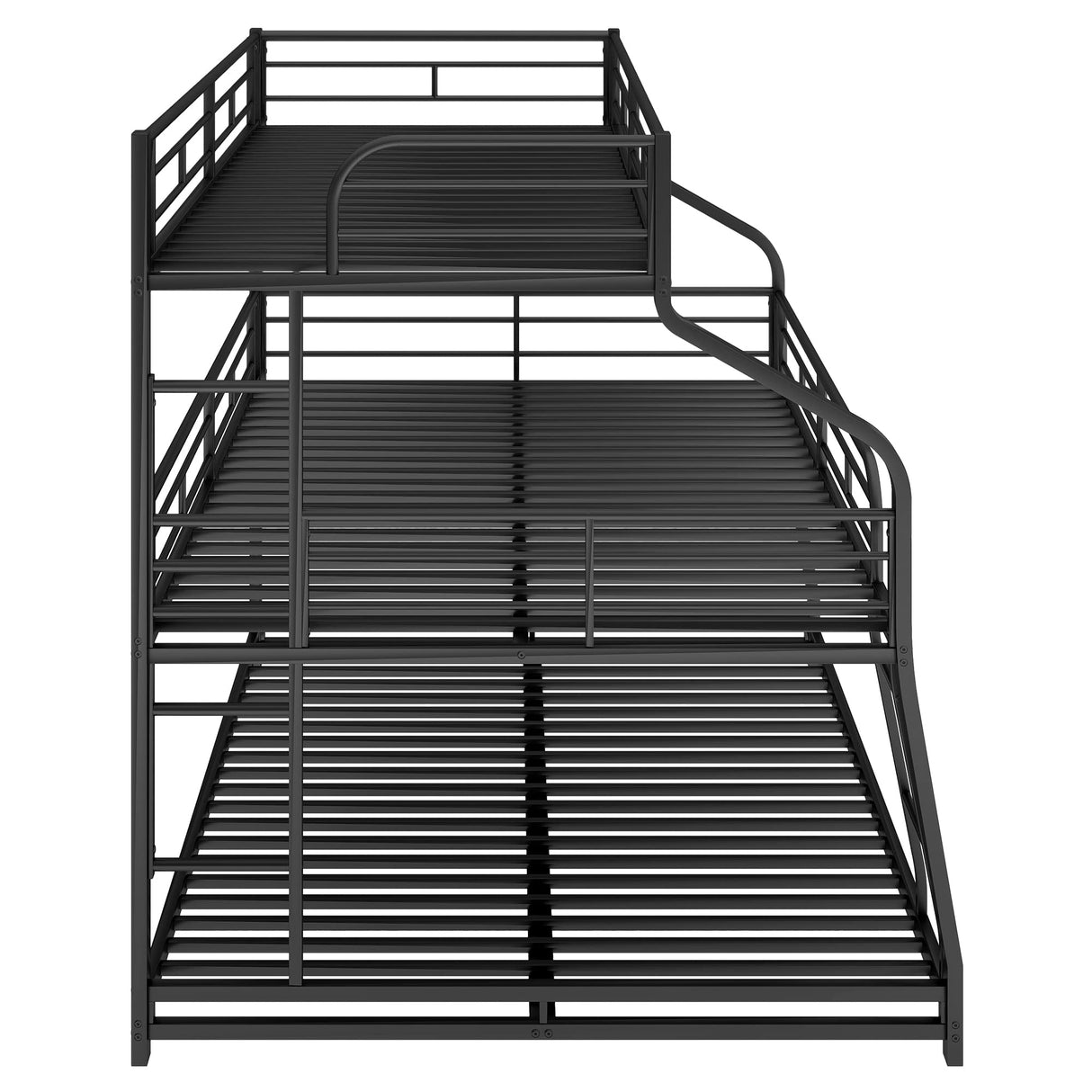 Bellemave Metal Triple Bunk Beds Twin XL/Full XL/Queen, Made of Heavy Duty Steel with Long and Short Ladder and Full-Length Guardrails for Boys, Girls, Teens (Black) Bellemave