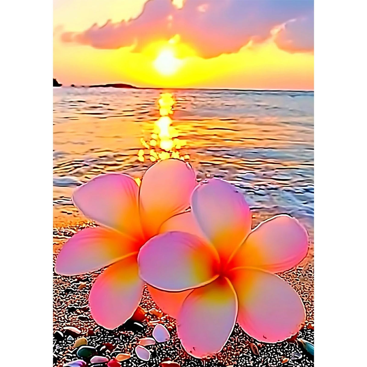 CEOVR Diamond Painting Kits, Beach Flower Diamond Art Dots for Adults Beginners, 5D Full Drill DIY Crystal Flower Gem Art, Adult Crafts Kits Arts and Crafts, Wall Decor for Home Office 12x16inch CEOVR